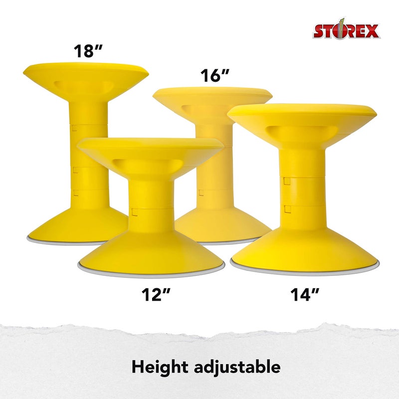 Storex كرسي ويجل من ستوركس - مقعد نشط ومرن للفصول الدراسية والدراسة في المنزل، ارتفاع قابل للتعديل من 12 إلى 18 بوصة، أصفر (00303U01C) - Image 4